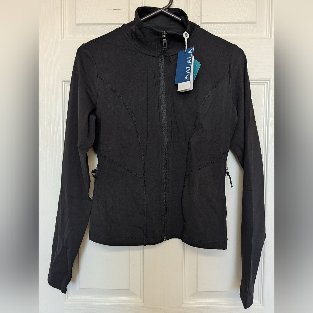 Alala Womens Serene Full Zip Jacket Black Stretch S Cropped Gym Workout NWT